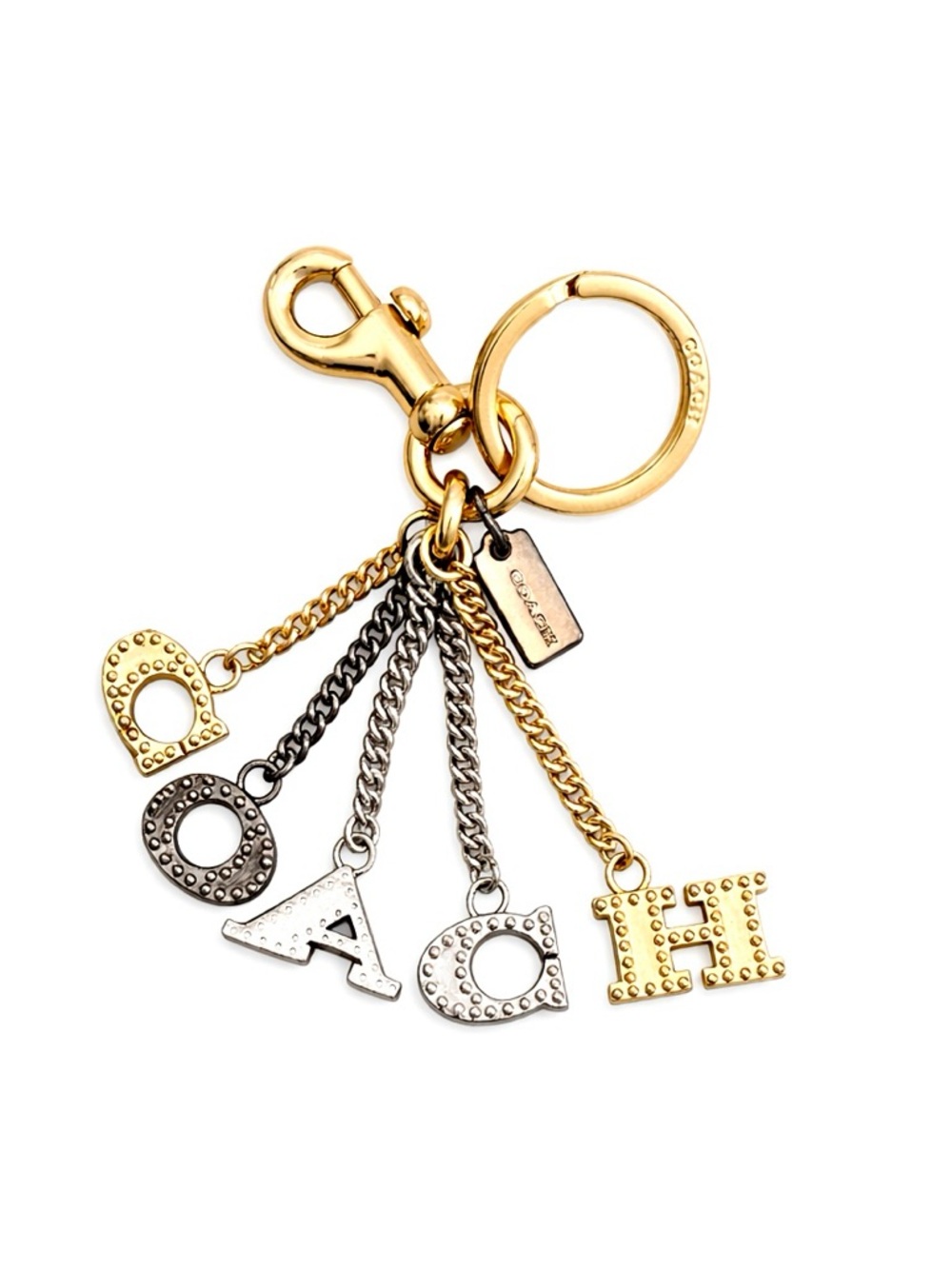 COACH Perforated "COACH" Letters Two Tone Bag Charm